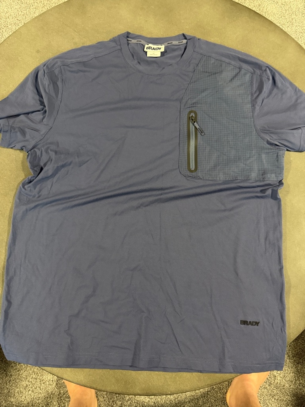 BRADY Men’s Short-Sleeve Tech Tee in Slate Blue with Chest Zip Pocket